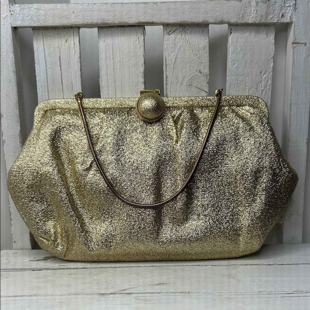 Glamorous Shimmering Gold Clutch 10”X6”